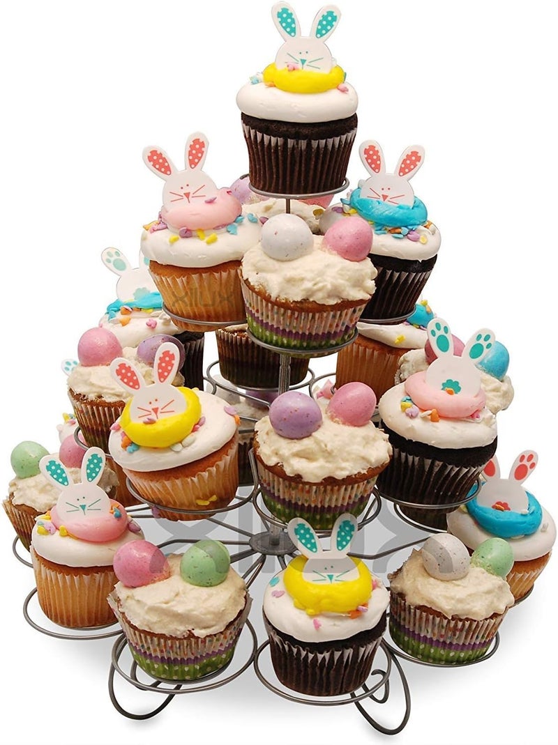 Resulzon 4-Tier Cupcake Stand -Stainless Steel Dessert Tree Tower Display for Christmas, Weddings, Birthday Parties, Weddings, Cady Bar and Events - Image 4